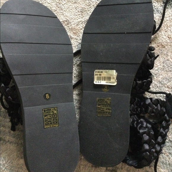 NWT Jeffrey Campbell black lace up tasselled sandals - Picture 3 of 6